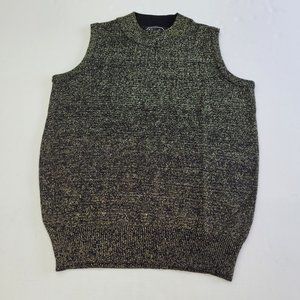 Rochelle California Sweater Womens M Sleeveless Mockneck Gold Metallic‎ Holiday